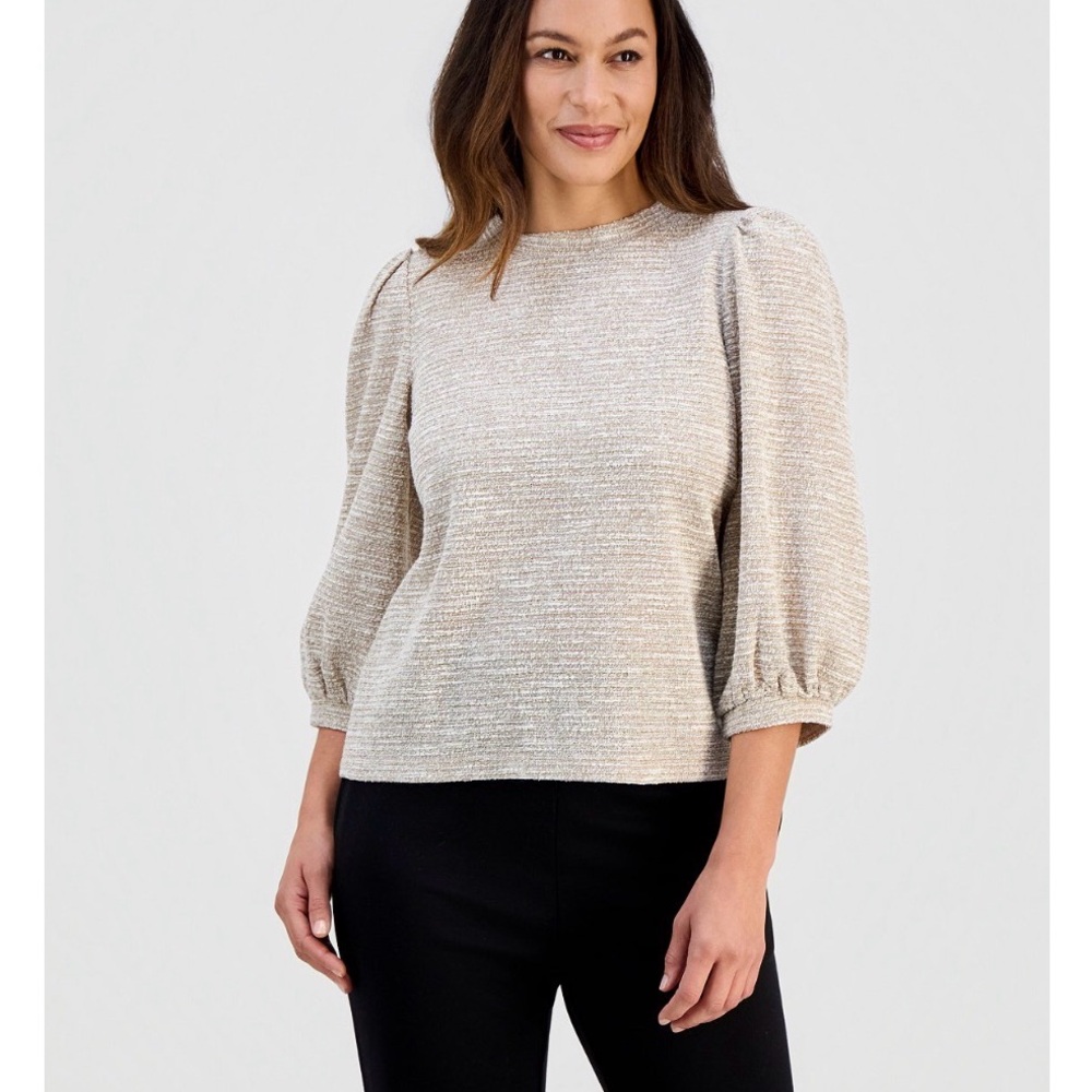 45. Anne Klein Cream Textured Blouse